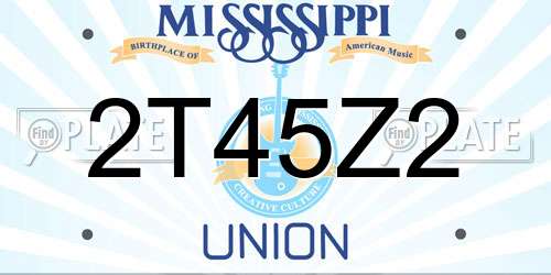 2T45Z2 Mississippi License Plate