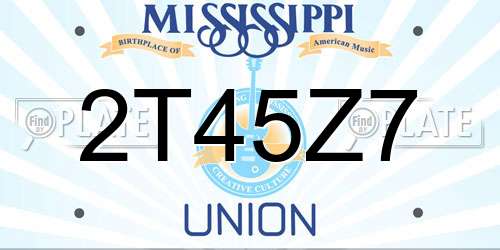2T45Z7 Mississippi License Plate