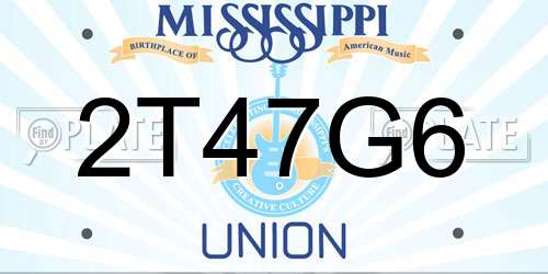 2T47G6 Mississippi License Plate