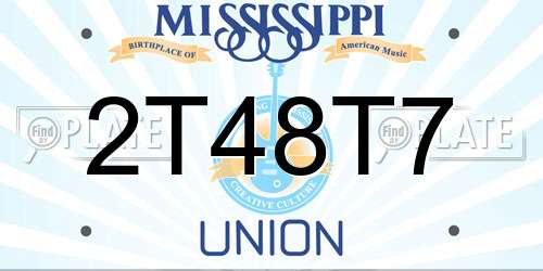 2T48T7 Mississippi License Plate