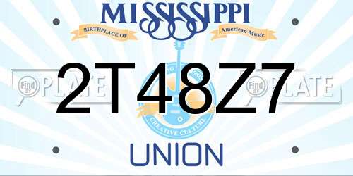 2T48Z7 Mississippi License Plate