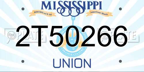 2T50266 Mississippi License Plate