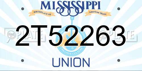 2T52263 Mississippi License Plate