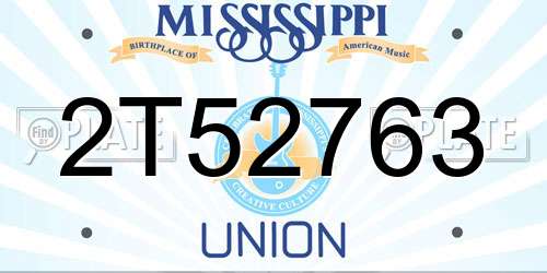 2T52763 Mississippi License Plate