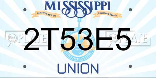 2T53E5 Mississippi License Plate