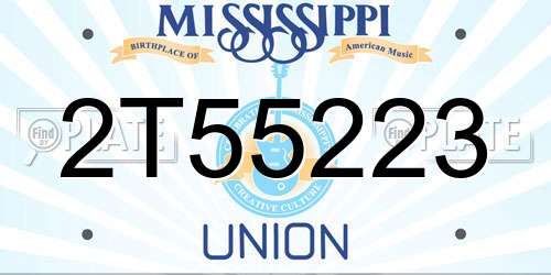 2T55223 Mississippi License Plate