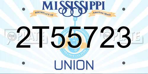 2T55723 Mississippi License Plate