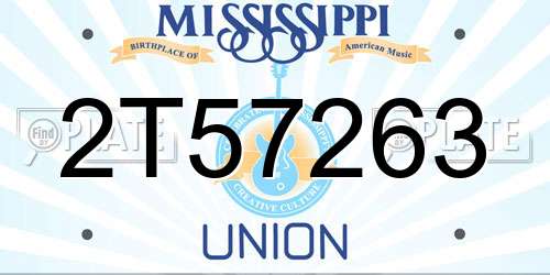 2T57263 Mississippi License Plate