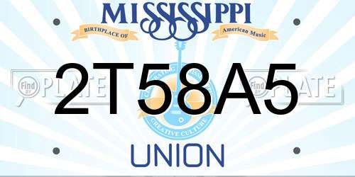 2T58A5 Mississippi License Plate
