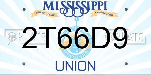 2T66D9 Mississippi License Plate