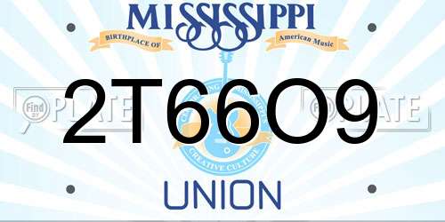2T66O9 Mississippi License Plate