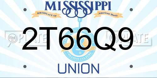 2T66Q9 Mississippi License Plate