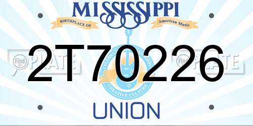 2T70226 Mississippi License Plate