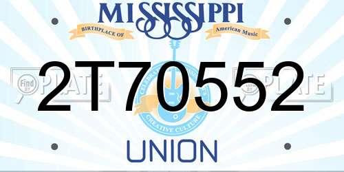 2T70552 Mississippi License Plate