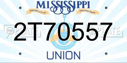 2T70557 Mississippi License Plate