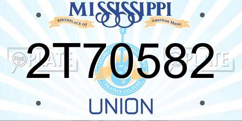 2T70582 Mississippi License Plate