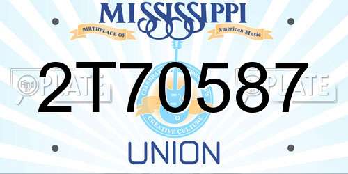 2T70587 Mississippi License Plate