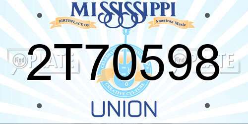 2T70598 Mississippi License Plate