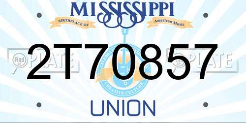 2T70857 Mississippi License Plate