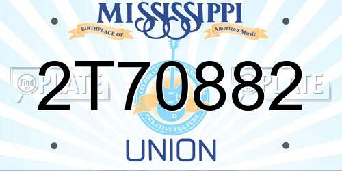2T70882 Mississippi License Plate