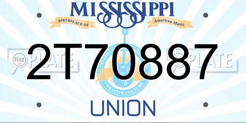 2T70887 Mississippi License Plate