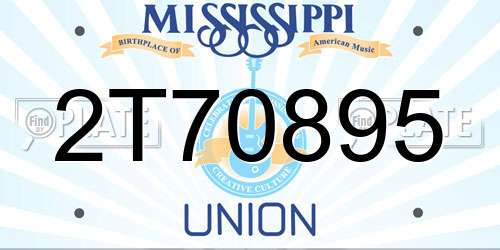 2T70895 Mississippi License Plate
