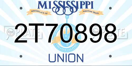 2T70898 Mississippi License Plate