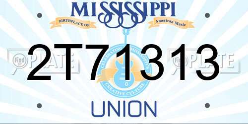 2T71313 Mississippi License Plate
