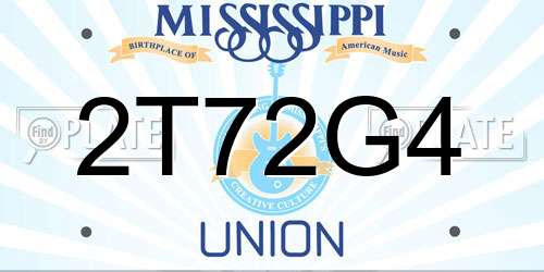 2T72G4 Mississippi License Plate