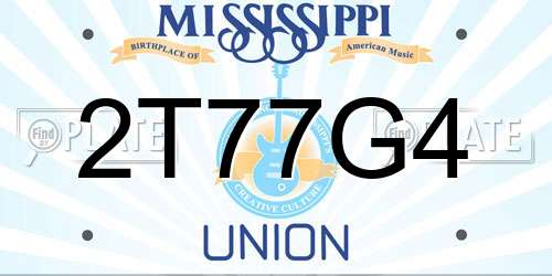 2T77G4 Mississippi License Plate