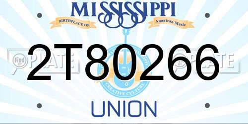 2T80266 Mississippi License Plate