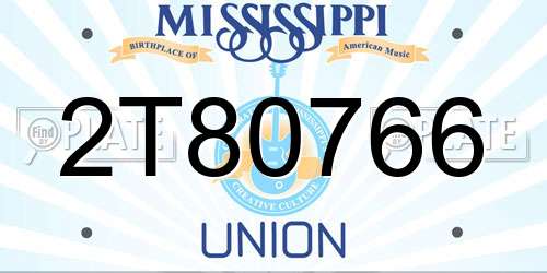 2T80766 Mississippi License Plate