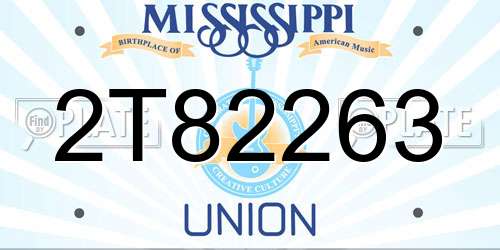 2T82263 Mississippi License Plate