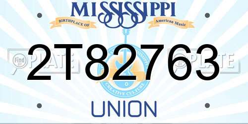 2T82763 Mississippi License Plate