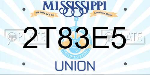 2T83E5 Mississippi License Plate