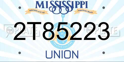 2T85223 Mississippi License Plate