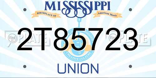 2T85723 Mississippi License Plate