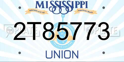 2T85773 Mississippi License Plate