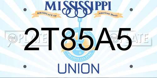 2T85A5 Mississippi License Plate