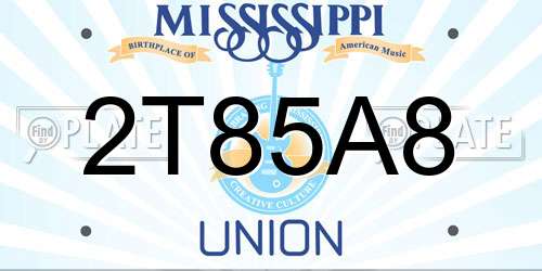 2T85A8 Mississippi License Plate