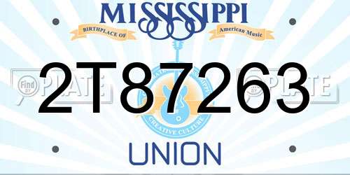 2T87263 Mississippi License Plate