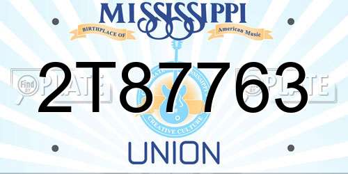 2T87763 Mississippi License Plate