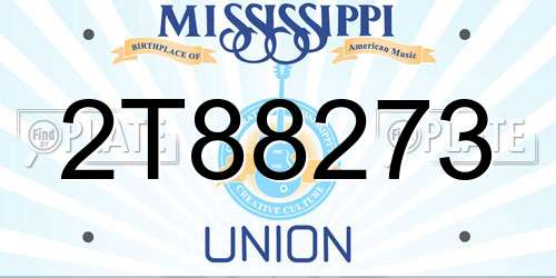 2T88273 Mississippi License Plate