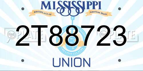 2T88723 Mississippi License Plate