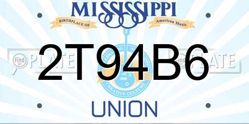 2T94B6 Mississippi License Plate