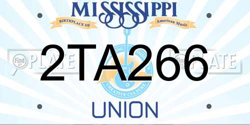 2TA266 Mississippi License Plate