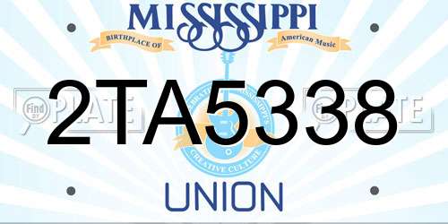 2TA5338 Mississippi License Plate