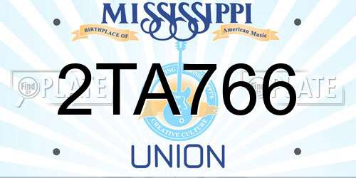 2TA766 Mississippi License Plate