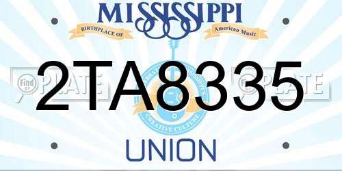 2TA8335 Mississippi License Plate