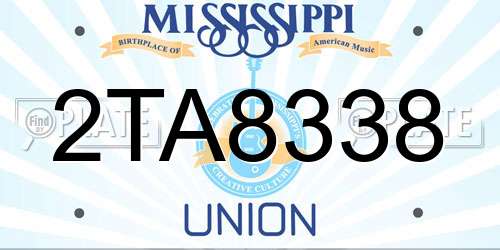 2TA8338 Mississippi License Plate